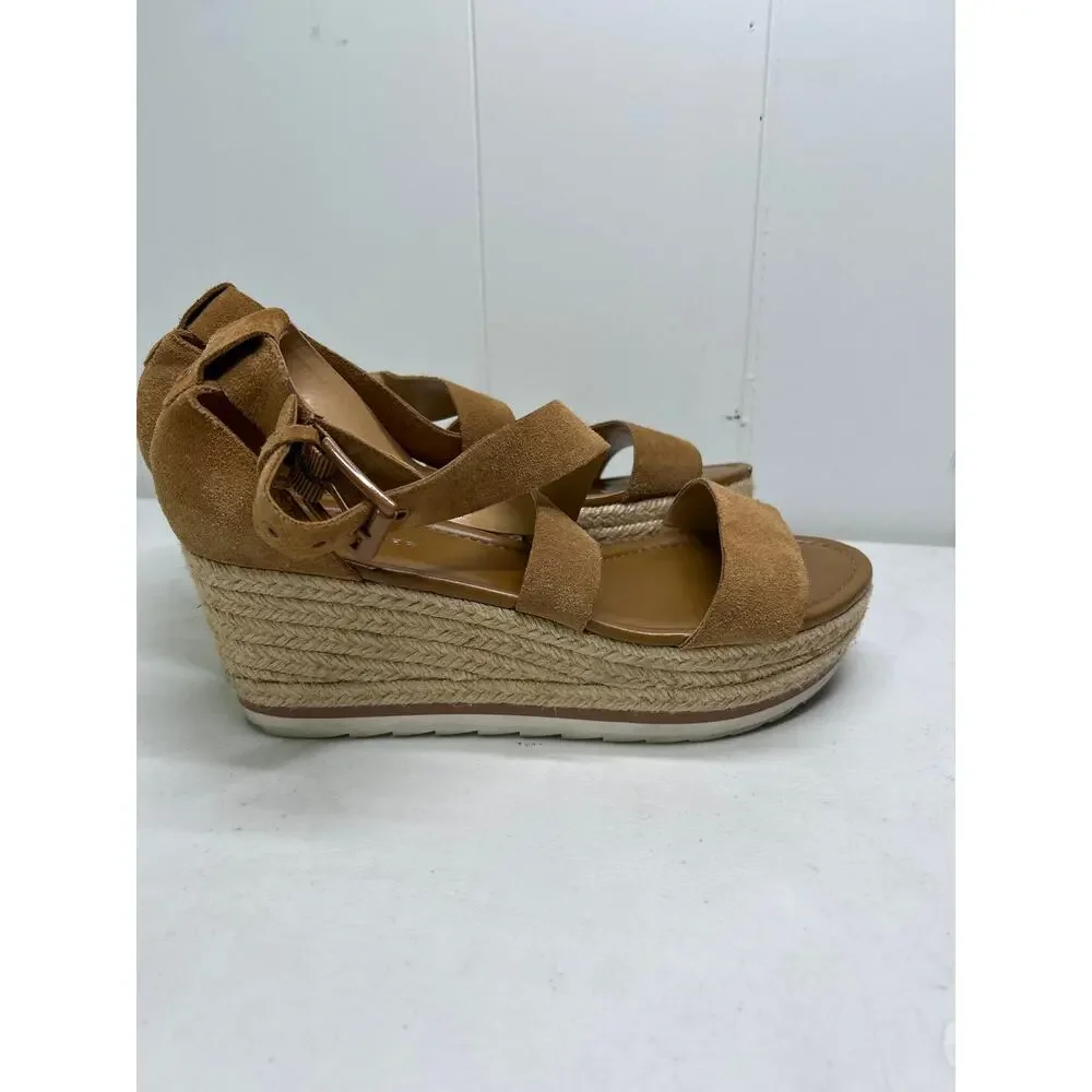 Marc Fisher Zendra Wedge Sandals In Brown. Size Women's 9.5